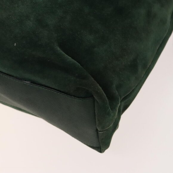 Authentic FENDI Shoulder Bag Suede Green Gold - Picture 8 of 16
